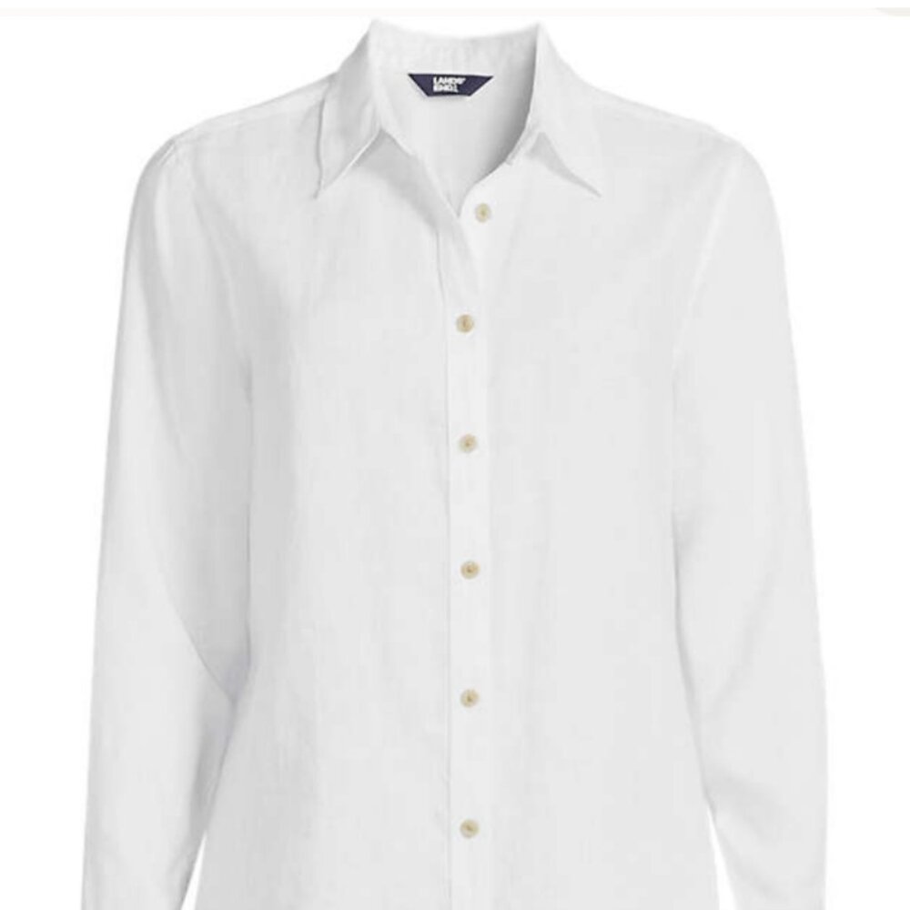 Lands' End Classic Linen White Shirt